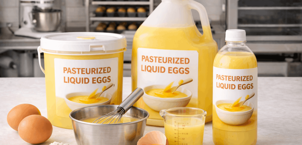 Pasteurized liquid eggs for bakeries, food factories and professional kitchens
