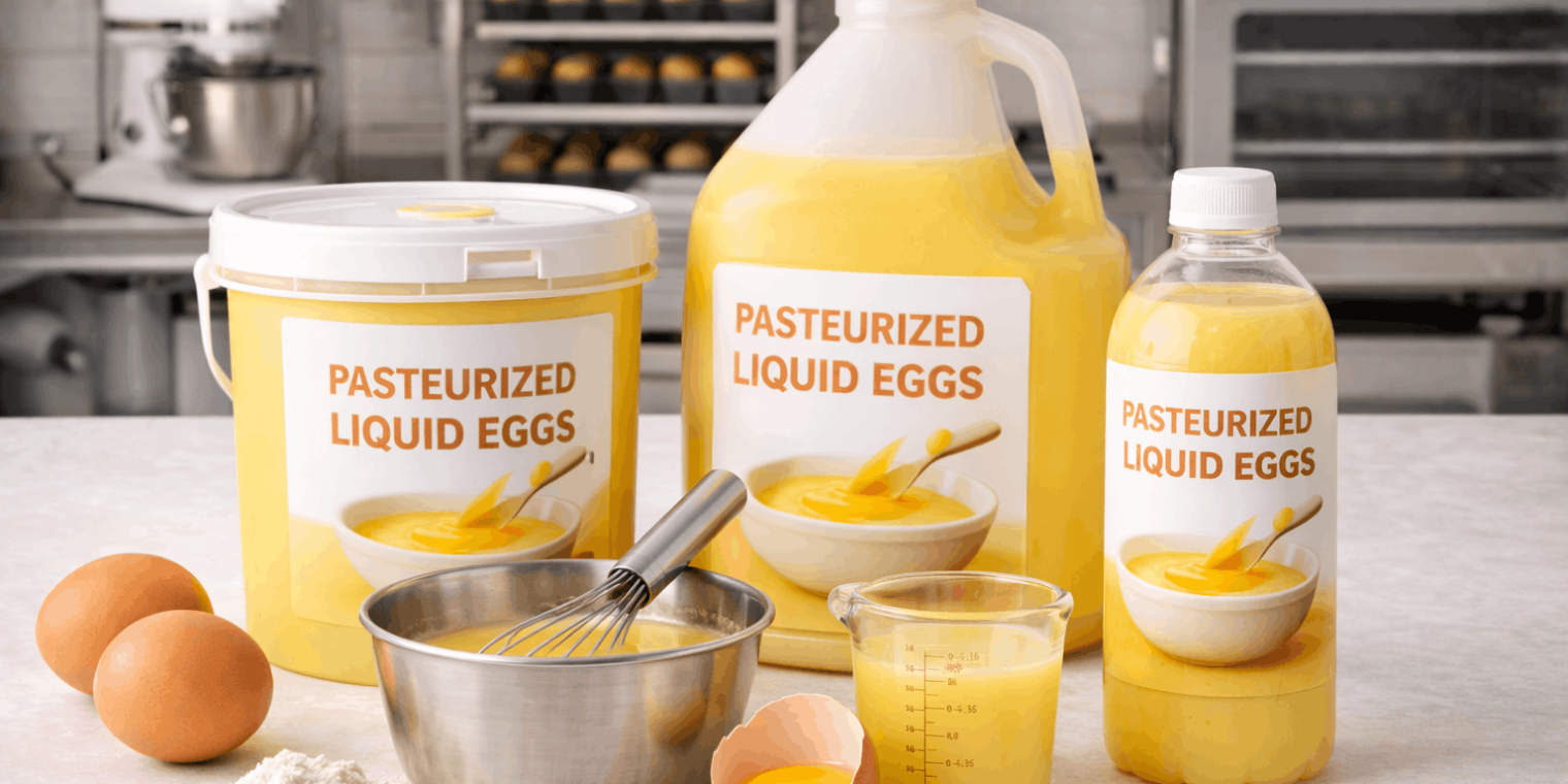 Pasteurized liquid eggs for bakeries, food factories and professional kitchens