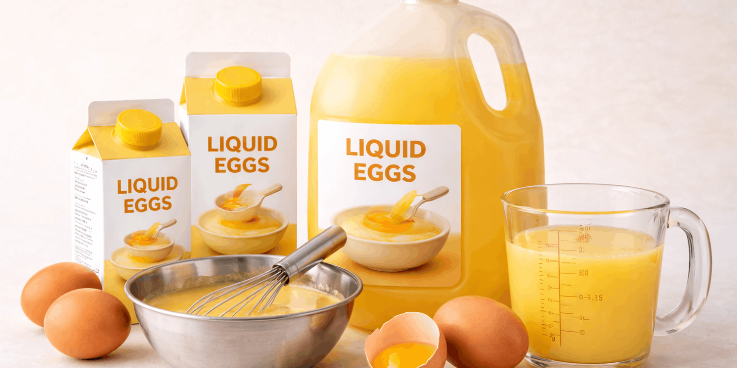 Safe and ready-to-use liquid egg products for large-scale cooking and processing